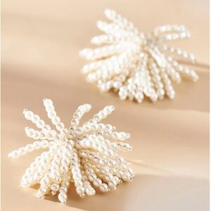 Anthropologie White Beaded Earrings